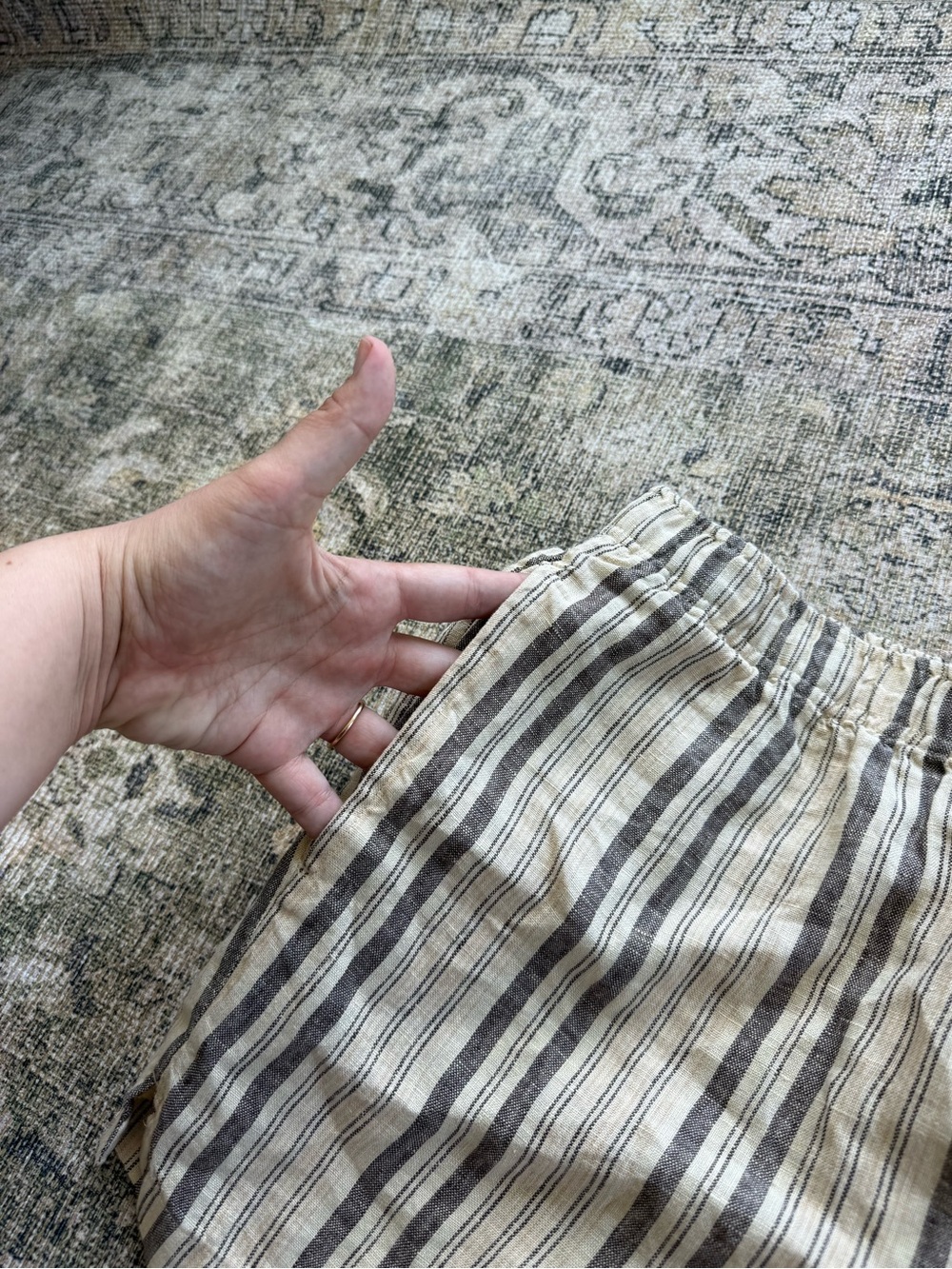 NWT MATE The Label 100% Organic Linen Shorts Pull On Striped Coastal Size XL - Picture 5 of 8